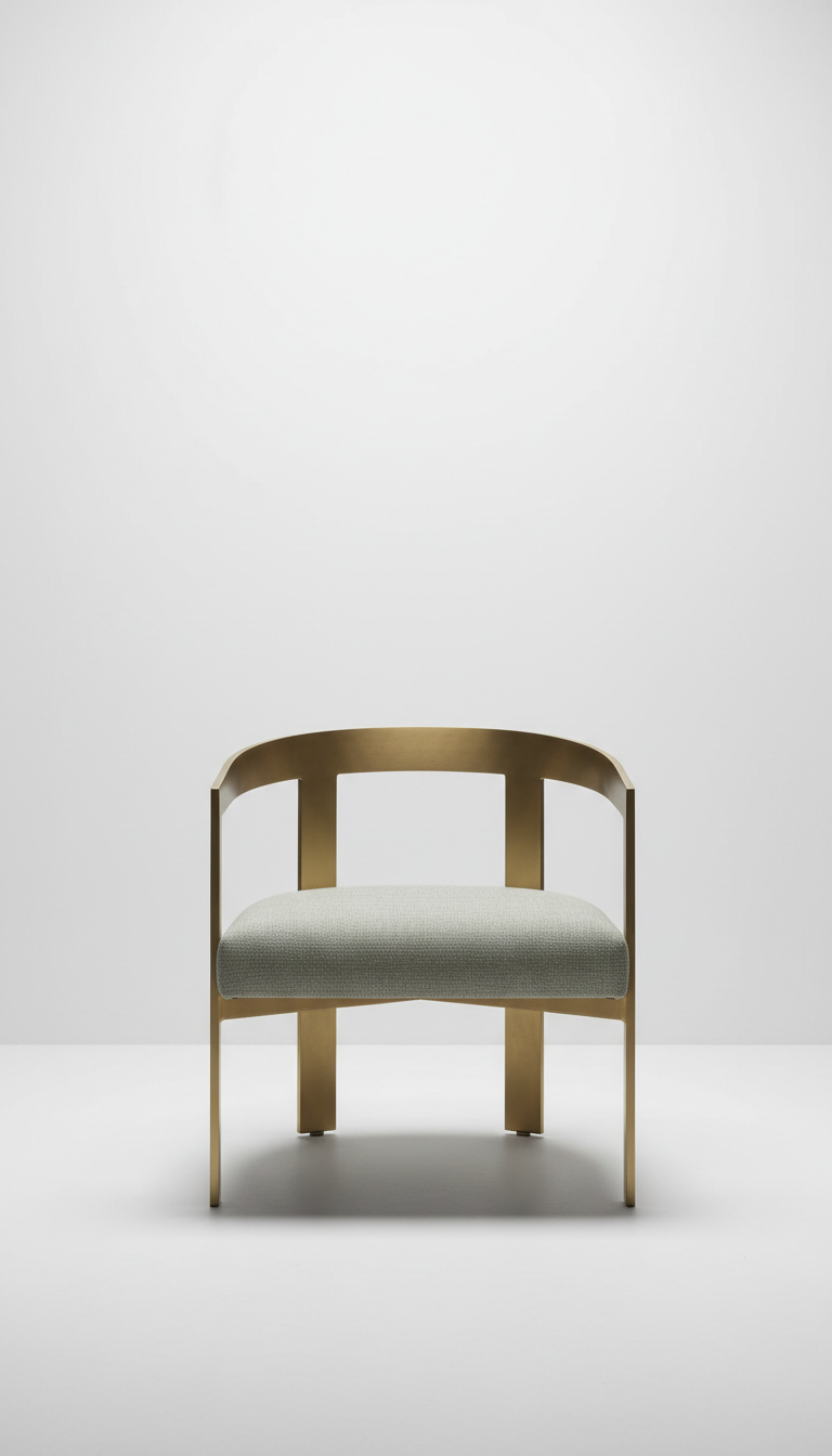 Brushed Brass Accent Chair With Sculpted Frame